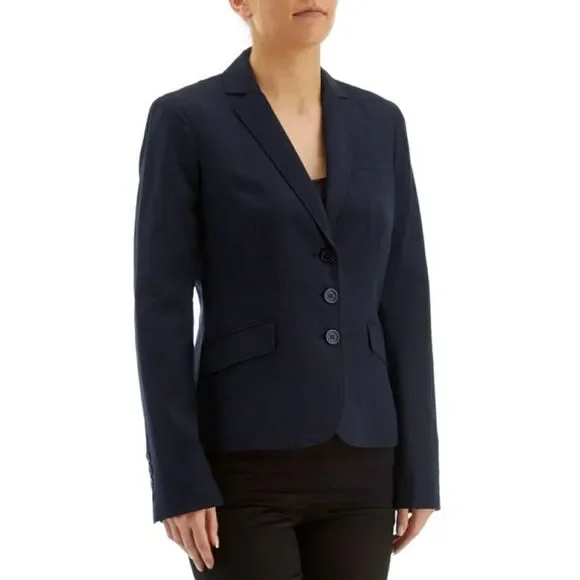 New! ANNE KLEIN Women's Blazer Jacket 3-button Dark Blue Work Office Blazer